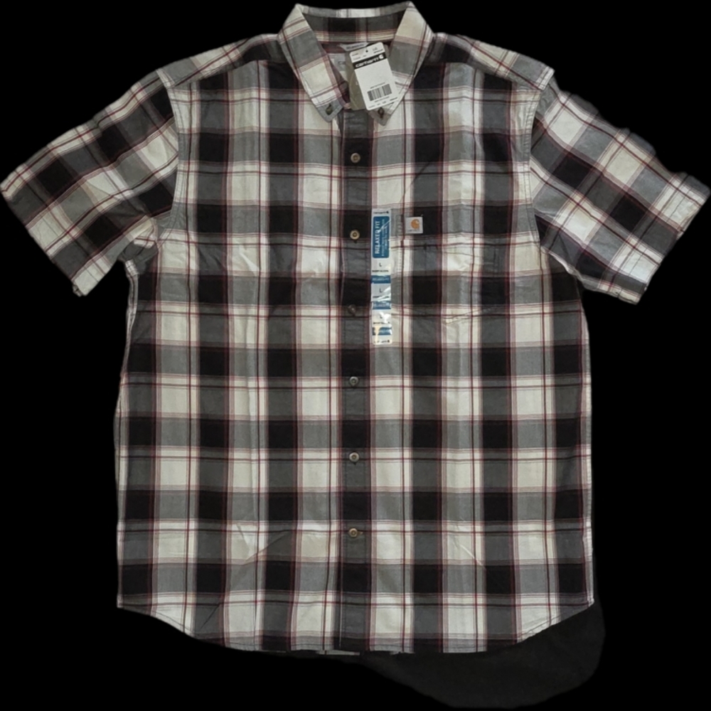 Carhartt Black and White Plaid Button Down Shirt